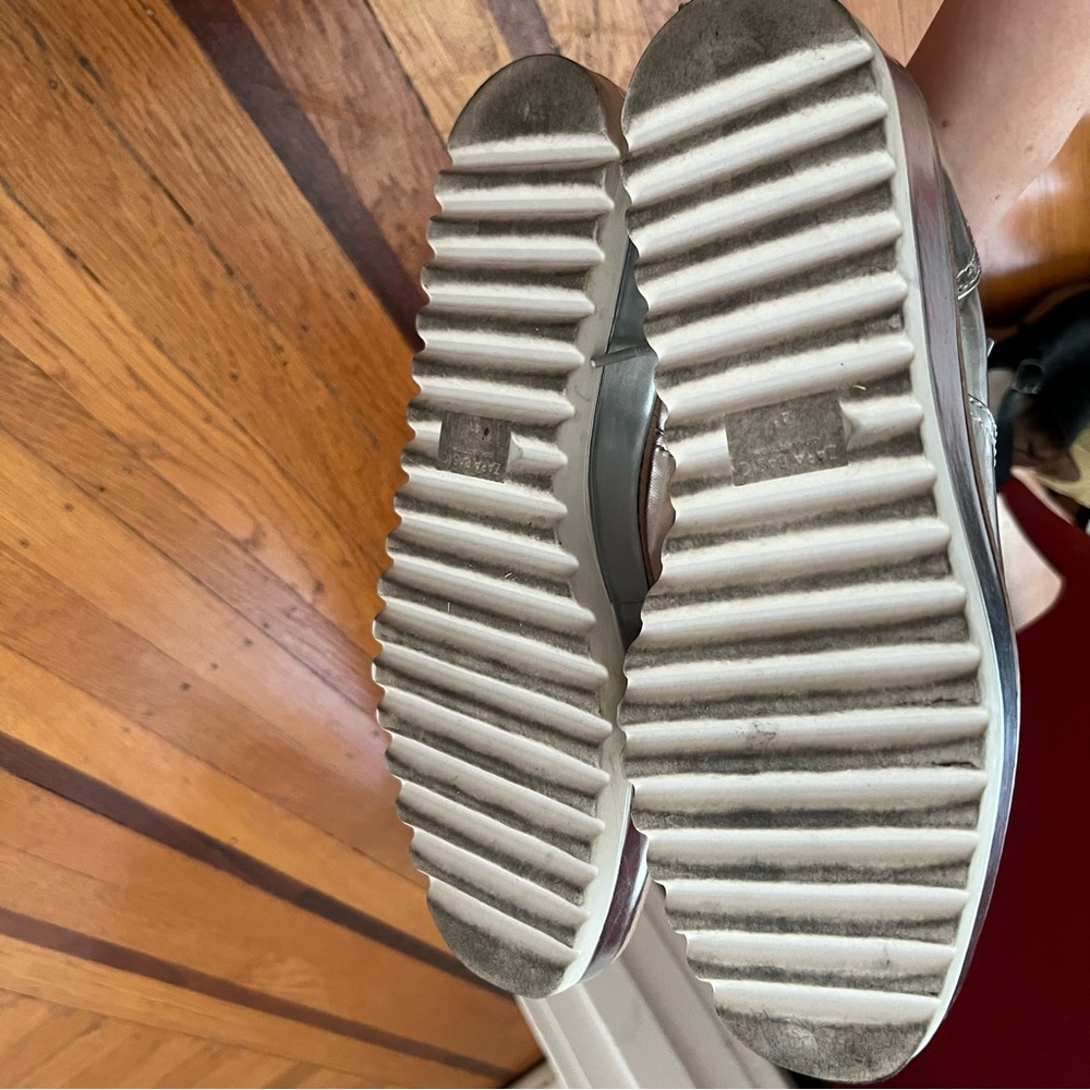 Zara silver platform oxfords metallic 41 EUC loafers Basic Collection - Picture 6 of 6